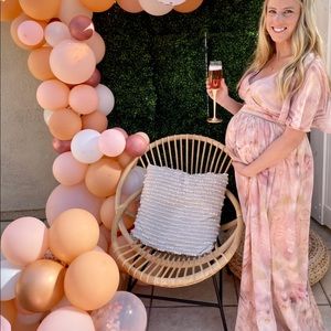 Flutter sleeve maxi dress in marble print